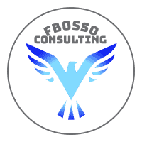 logomarca do Fbosso consultoria, com um pássaro azul no centro